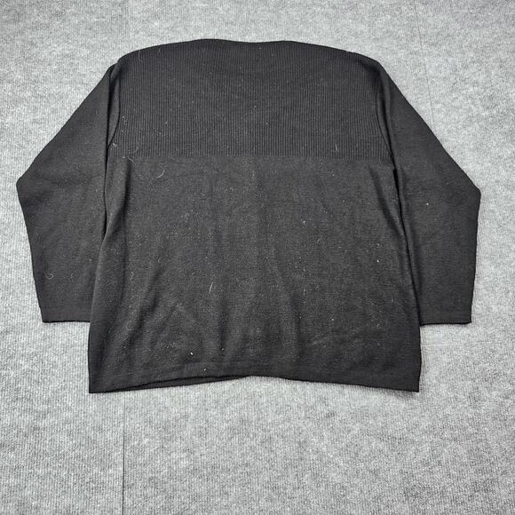 Laura Leigh Cardigan Womens Large Black Merino Wool Sweater Italy Quiet Luxury - Picture 5 of 5